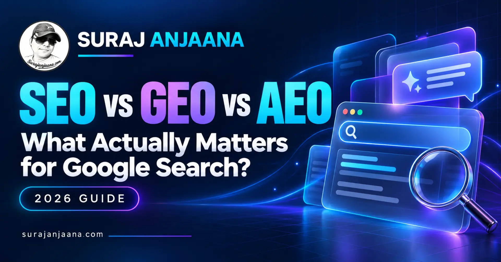 SEO vs GEO vs AEO: 2026 Google Search guide by Suraj Anjaana