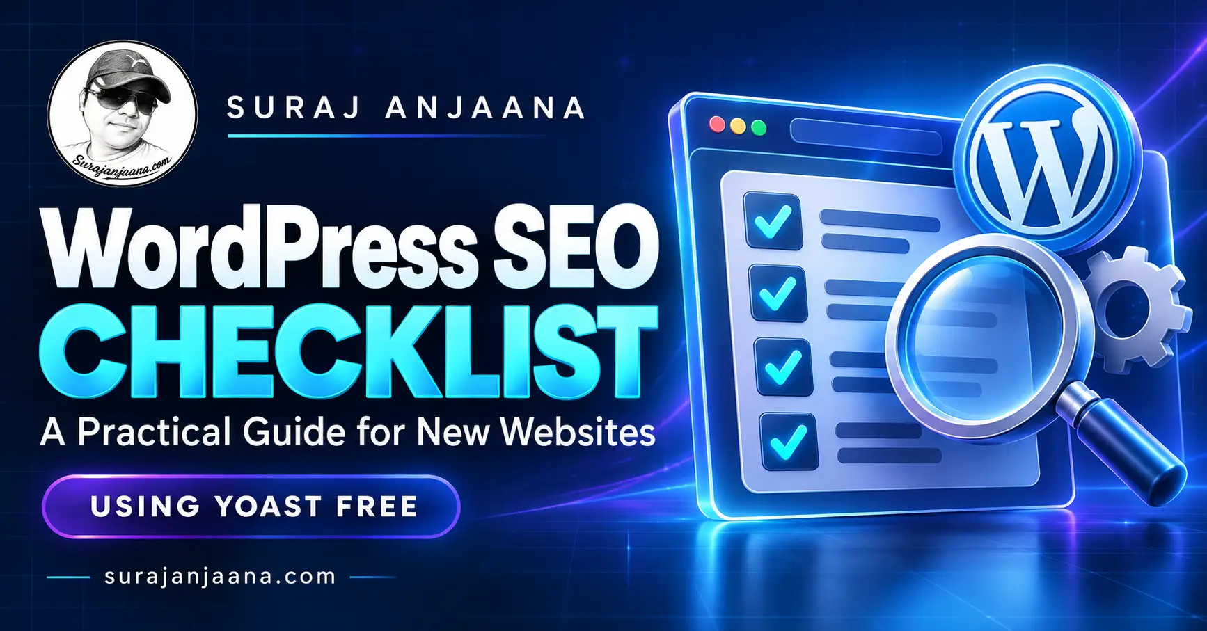 WordPress SEO checklist for new websites using Yoast Free, by Suraj Anjaana.